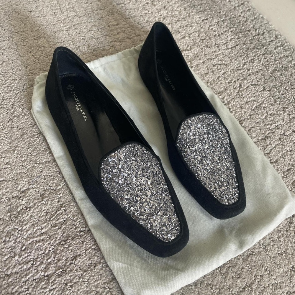 Jacques Levine Black Suede loafers size 7